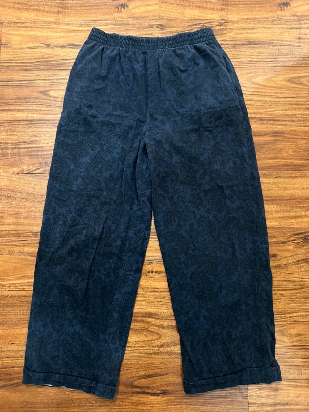 🖤 Vintage International 100% Cotton Navy Paisley Lounge Pants – L/G